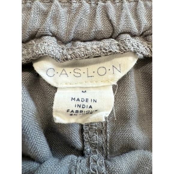 "CASLON" 100% Linen Gray Cargo Skirt Tie Waist SZ M Summer Cottage Core Basics - Picture 5 of 8